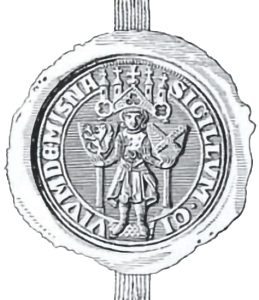 Ältestes Meißner Stadtwappen mit den Wappen sowohl des Mark- als auch des Burggrafen
